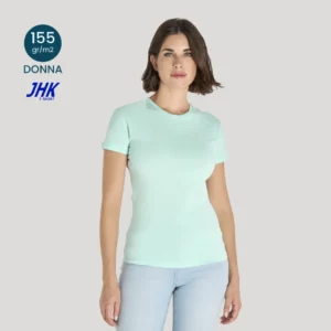 t-shirt girocollo donna a manica corta in 100% cotone personalizzabile e disponibile in vari colori