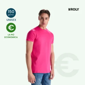 T-shirt tubolare unisex manica corta grigio vigore fronte 100% cotone jersey 150 g/m²