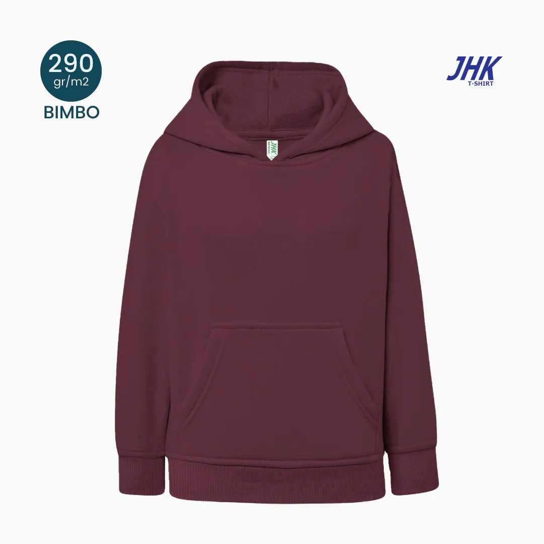 fronte felpa da bambino con cappuccio e tascone da 290 gr JHK fronte
