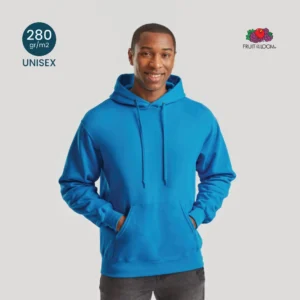 Felpa con cappuccio unisex Fruit of the Loom 280g vista frontale, base eccellente per merchandising aziendale.