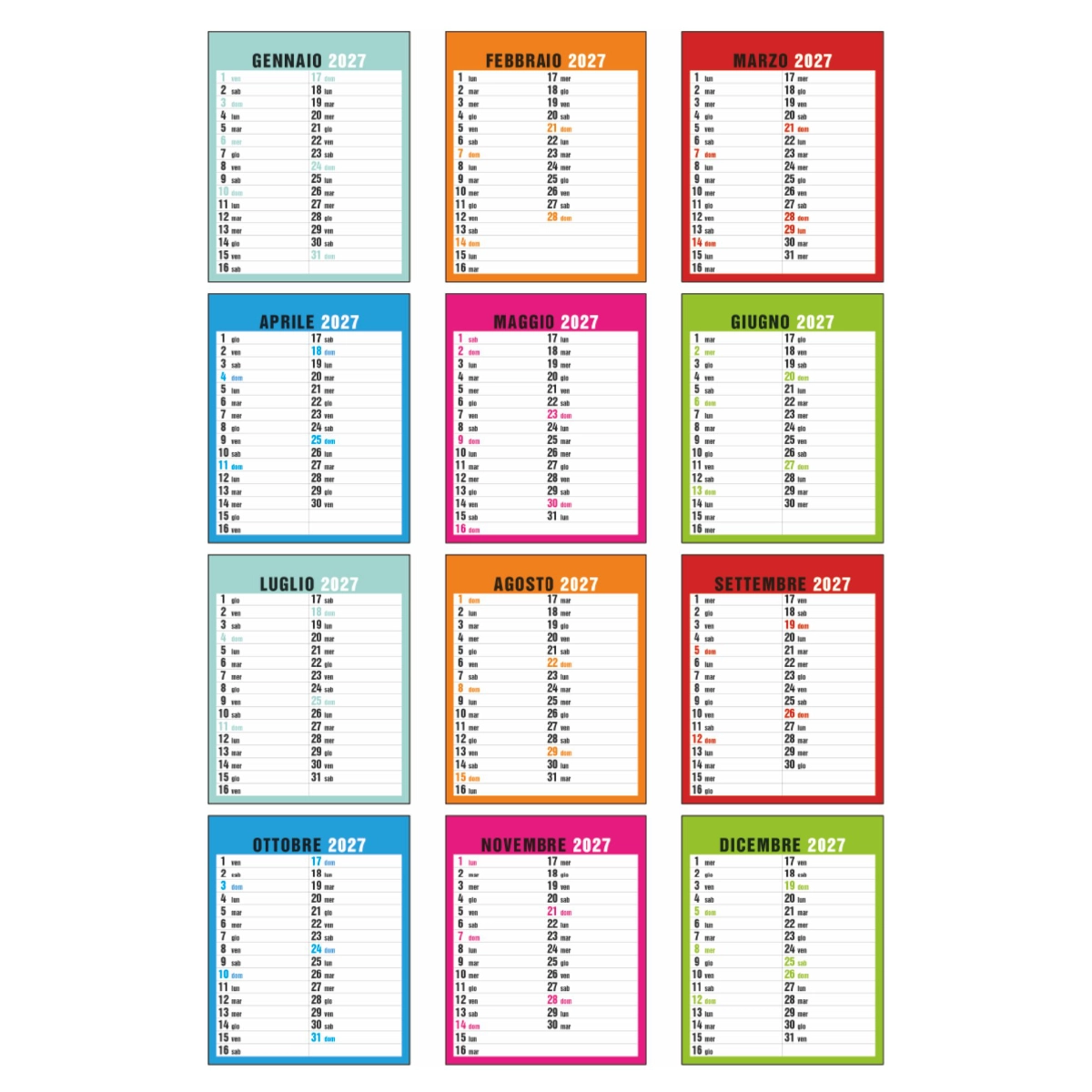 Calendario da tavolo Verticale Calendario da tavolo Verticale
