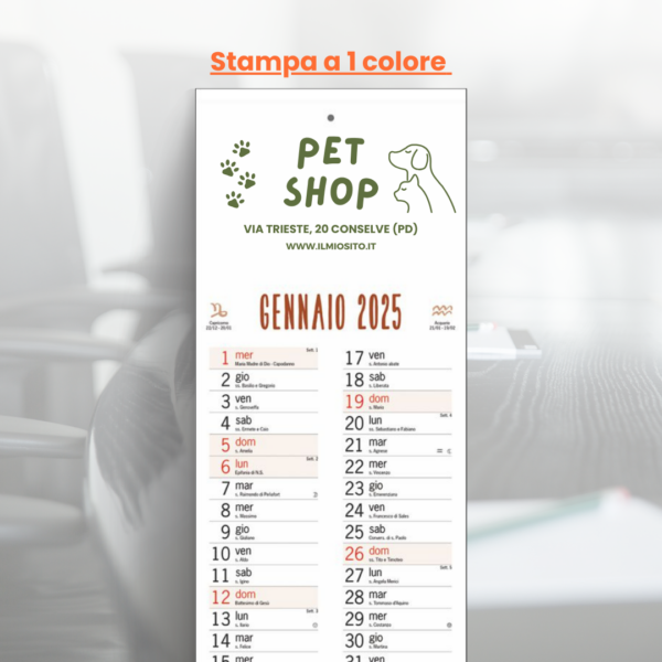 calendario illustrato pet shop