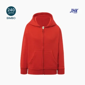 Felpa con cappuccio e zip intera da bambino JHK non garzata