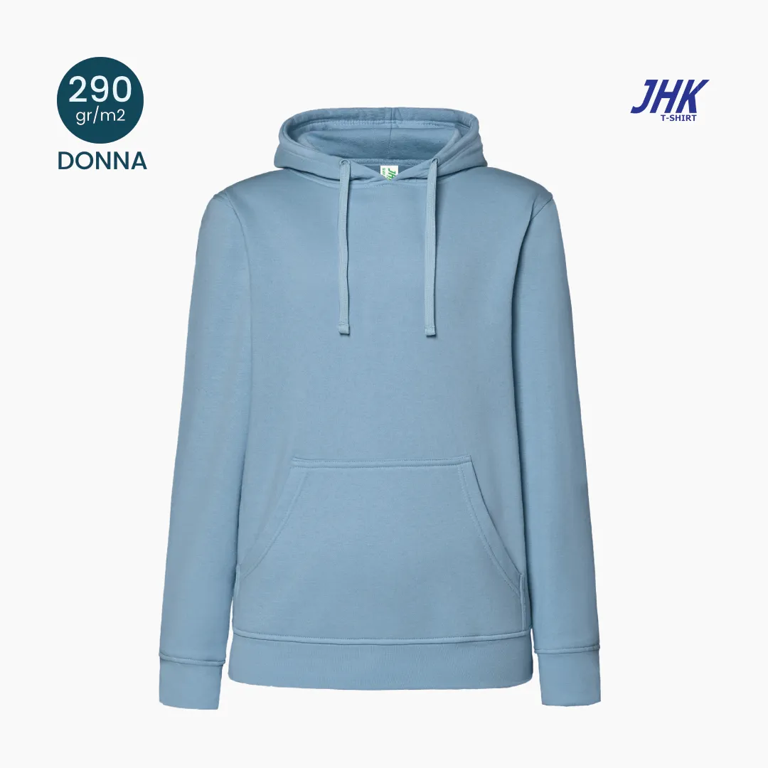 Felpa con cappuccio e tascone donna JHK 290 g/m² vista frontale