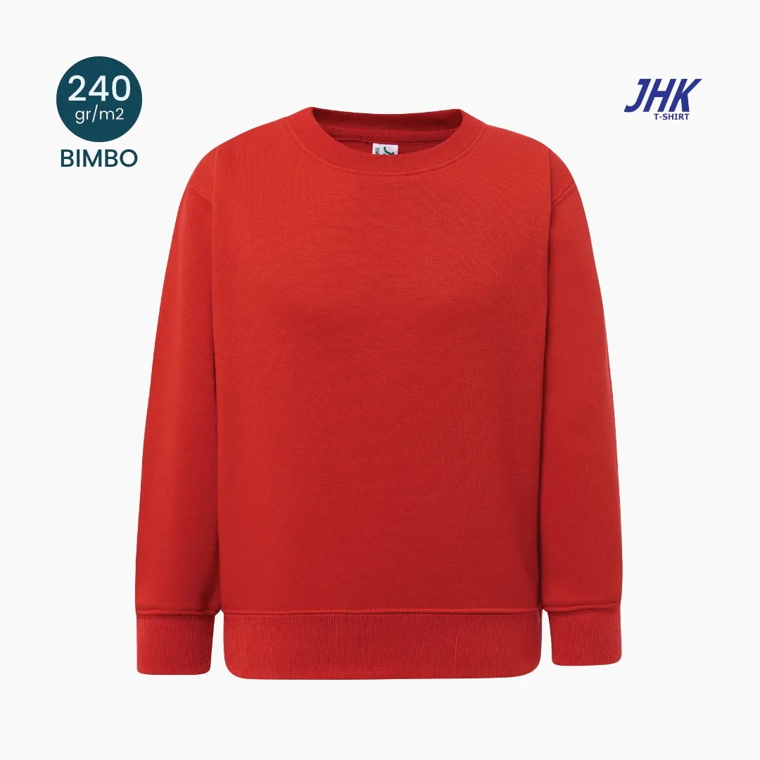 Felpa girocollo bambino JHK 240 g/m² vista frontale ideale per scuole