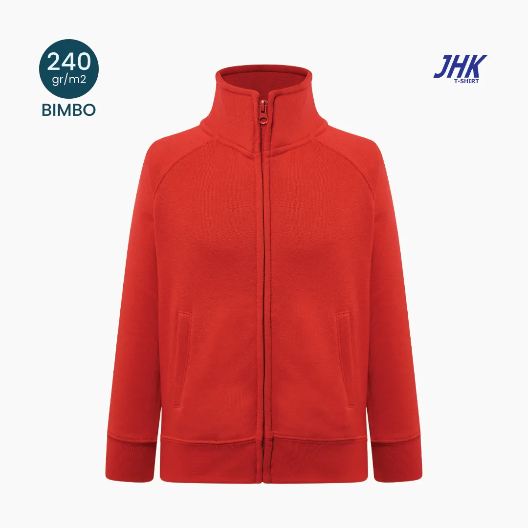 Felpa bambino JHK 240 g/m² con zip intera senza cappuccio, fronte