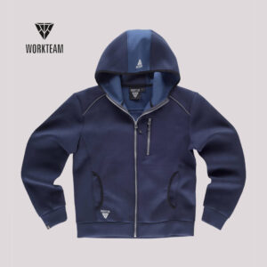 felpa tecnica worteam con cerniera e cappuccio blu