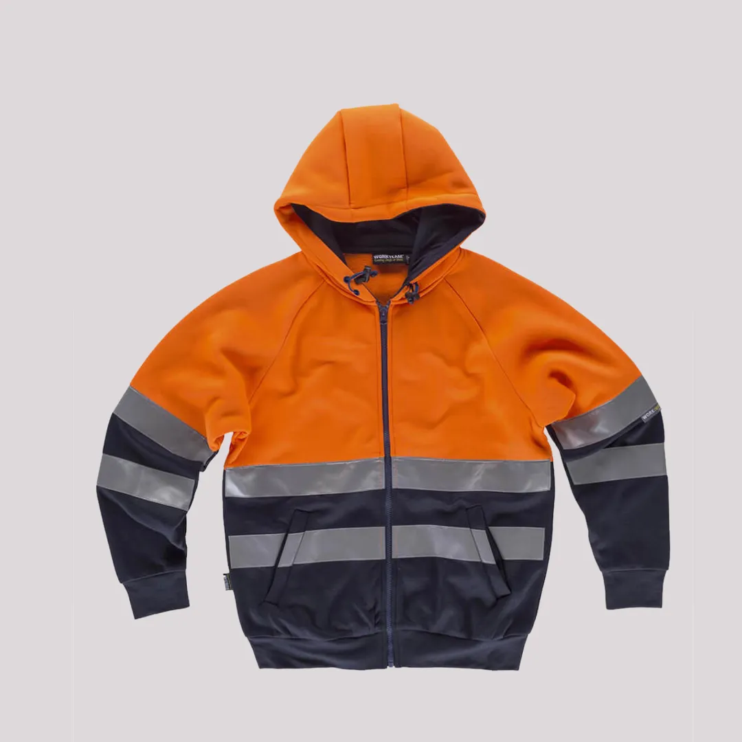 Felpa con cappuccio e zip AV bicolore bande rifrangenti 280 g/m² Workteam Felpa con cappuccio e zip AV bicolore bande rifrangenti 280 g/m² Workteam