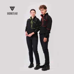 Felpa senza cappuccio con mezza zip con cuciture rinforzate a contrasto