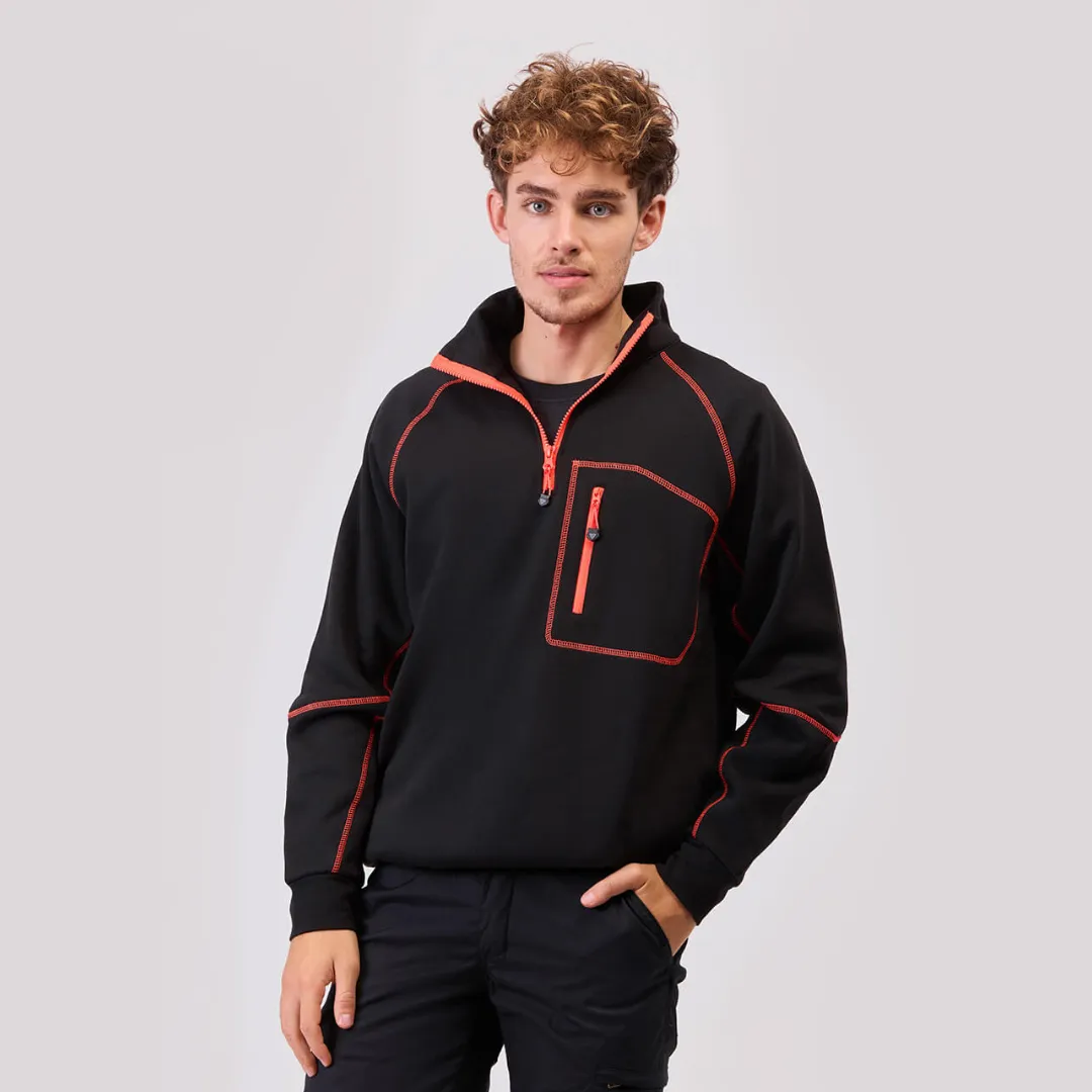 Felpa con mezza zip e cuciture colorate 280 g/m² Workteam Felpa con mezza zip e cuciture colorate 280 g/m² Workteam