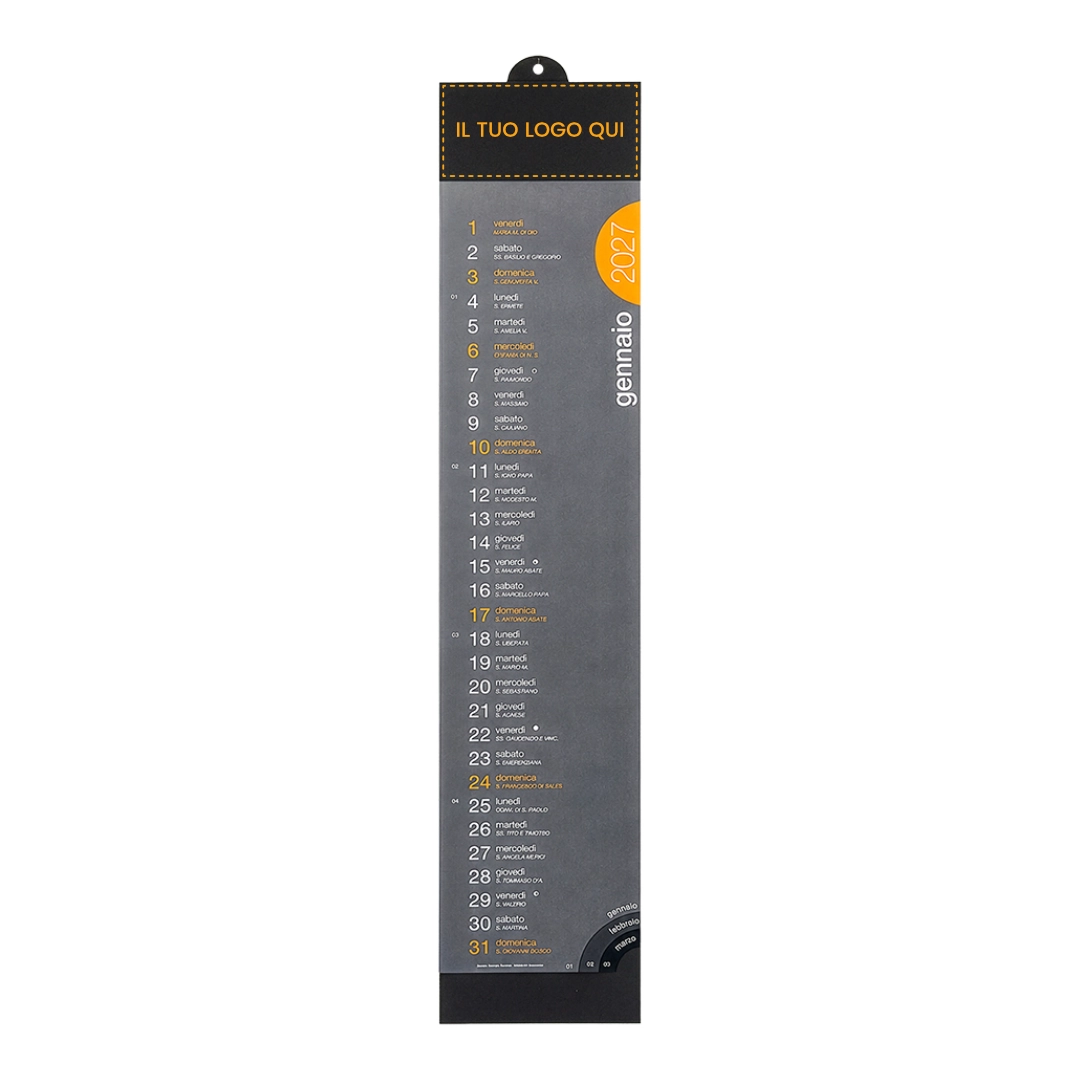 Calendario 2027 da Parete Slim con Cartoncino Nero