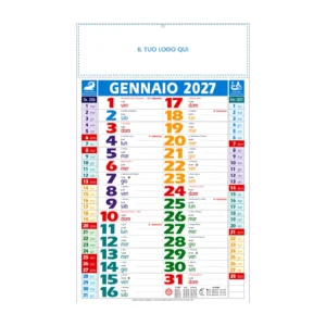 Calendario da parete mensile multicolore 2027